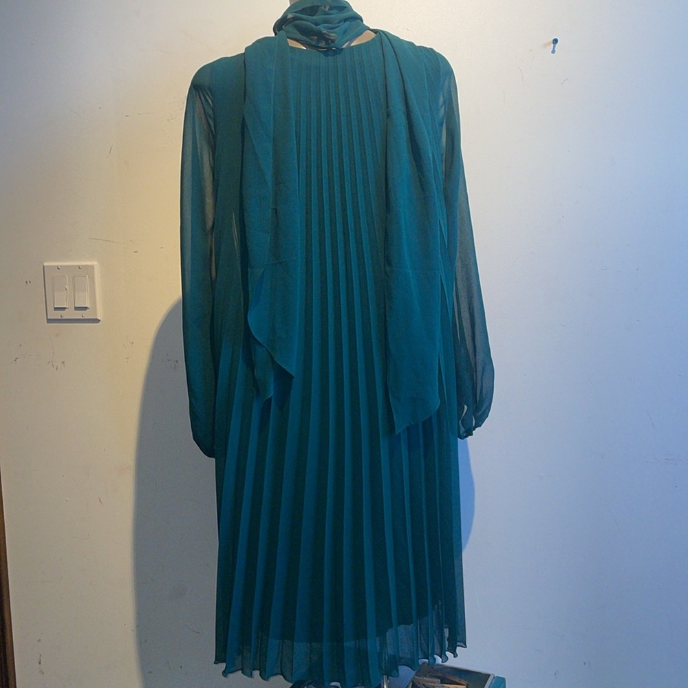 MaxMara studio sable georgette flared dress neck scarf - Picture 4 of 6